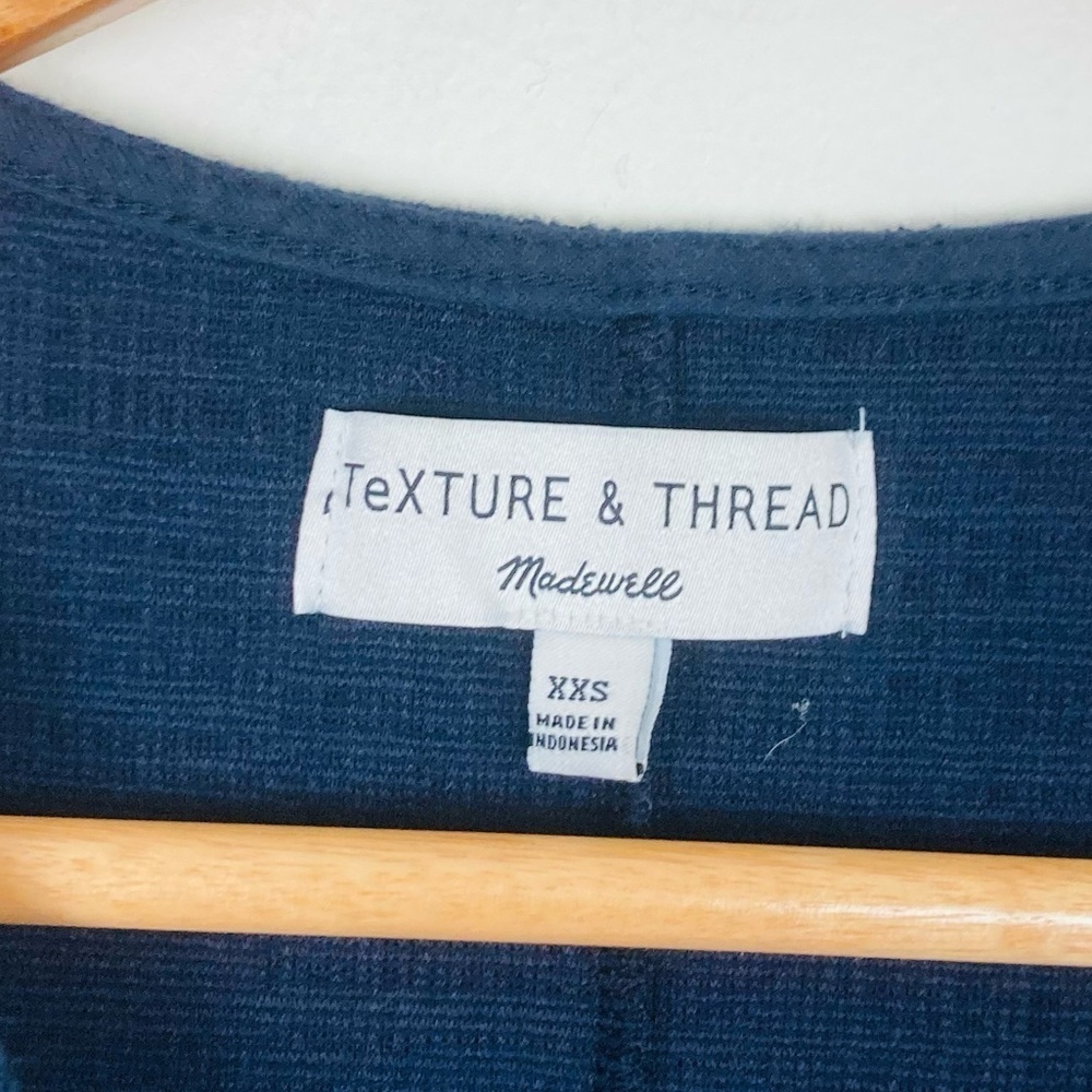 Madewell Texture and Thread navy blue sleeveless faux wrap, tulip hem dress. XXS - Picture 3 of 5